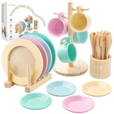 Kinderküche Spielzeug Holz Geschirrset Tea Set Küchenzubehör Montessori