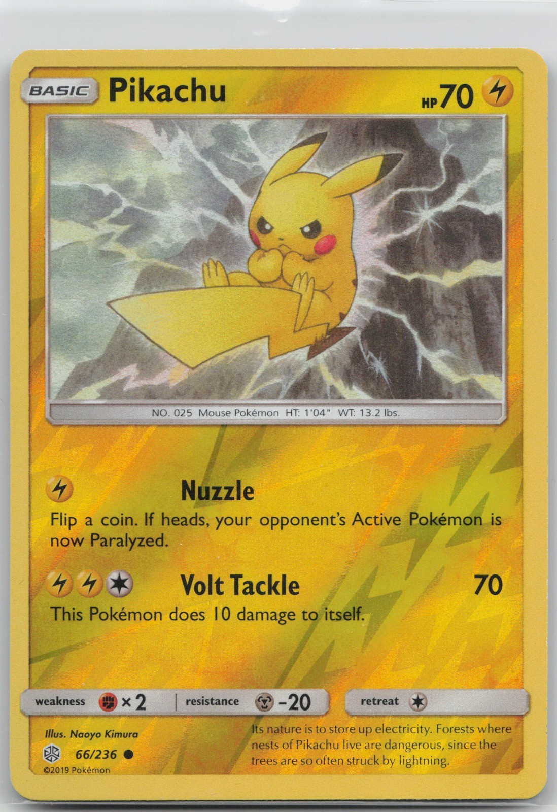Pikachu Common Lightning SM - Cosmic Eclipse 66/236 LP 2019 Naoyo Kimura Reverse