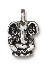 Antiqued Silver Ganesh Charm 18x12mm Greece Pewter Large Hole