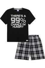 Boys There's A 99% Chance I'm Hungry Pyjamas Black and White Short PJs