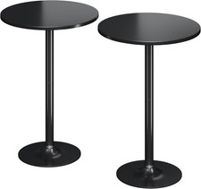 Flamaker Round Bistro Pub Table Counter Height Metal Base Full Black
