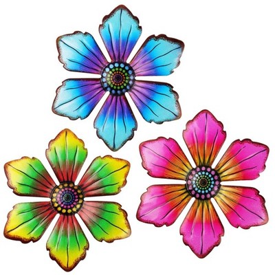 Metallblumen Wanddekoration Garten Wandkunst Dekor Holz Wandbild