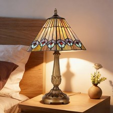 12In Vintage Single Head Office Light, Blue Peacock Tail Desk Lamp, Tiffany Lamp