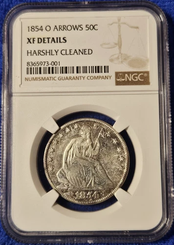 1854-O Seated Liberty Half Dollar Arrows NGC VF Details  - Nice Coin
