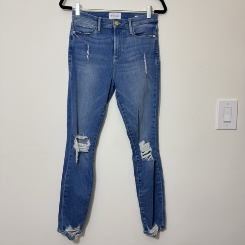 Frame Damen Le High Skinny Jeans Gr. 29 Distressed High Rise