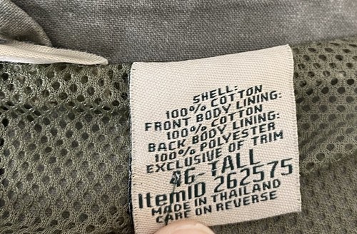 LL Bean Field Jacket Mens 46 Tall Green Canvas Cargo Pockets Safari Vintage - Picture 11 of 13
