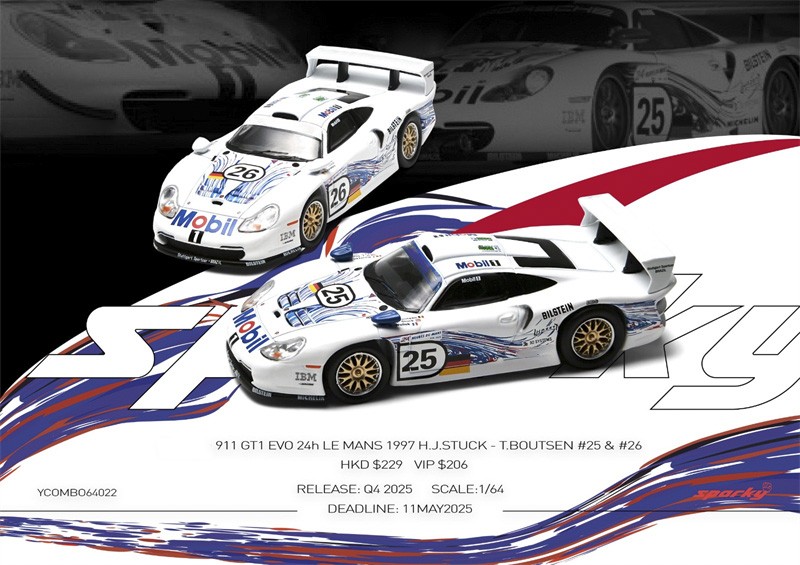 Sparky 1:64 911 GT1 EVO 24h LE MANS 1997 H.J. #25 #26 two