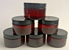 AMBER PLASTIC JARS LOT OF 1 With 10 JARS AND 10 LIDS BLACK PLASTIC LIDS