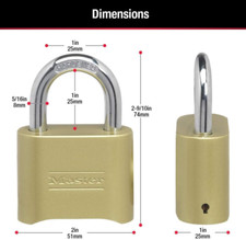 Brass Combination Padlock for Indoor and Outdoor Use with Resettable Combinat...