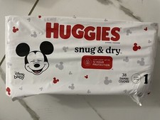 Huggies Snug  Dry 38 Count Diapers Size 1 Disney Baby Mickey 8-14 lbs