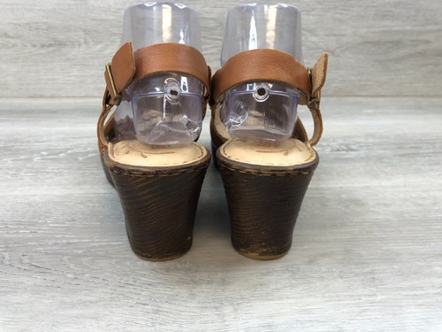 Born Carmo Damenschuhe braun Leder 10 Slipper Absatz Plateau Slingback Schuhe - Bild 3 von 9