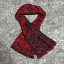 VINTAGE Reversible PAISLEY Scarf Red Gray Made in Japan Holidays