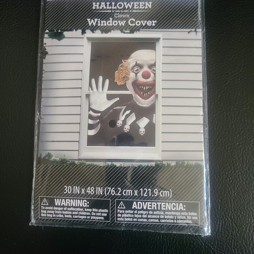 Cubierta de ventana de Halloween póster de payaso utilería decoración RARO - Imagen 3 de 3