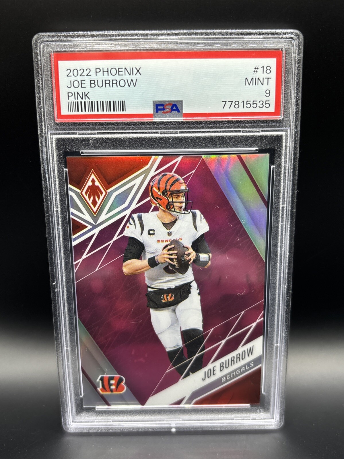2022 Panini Phoenix #18 Joe Burrow Pink 30/199 Cincinnati Bengals PSA 9