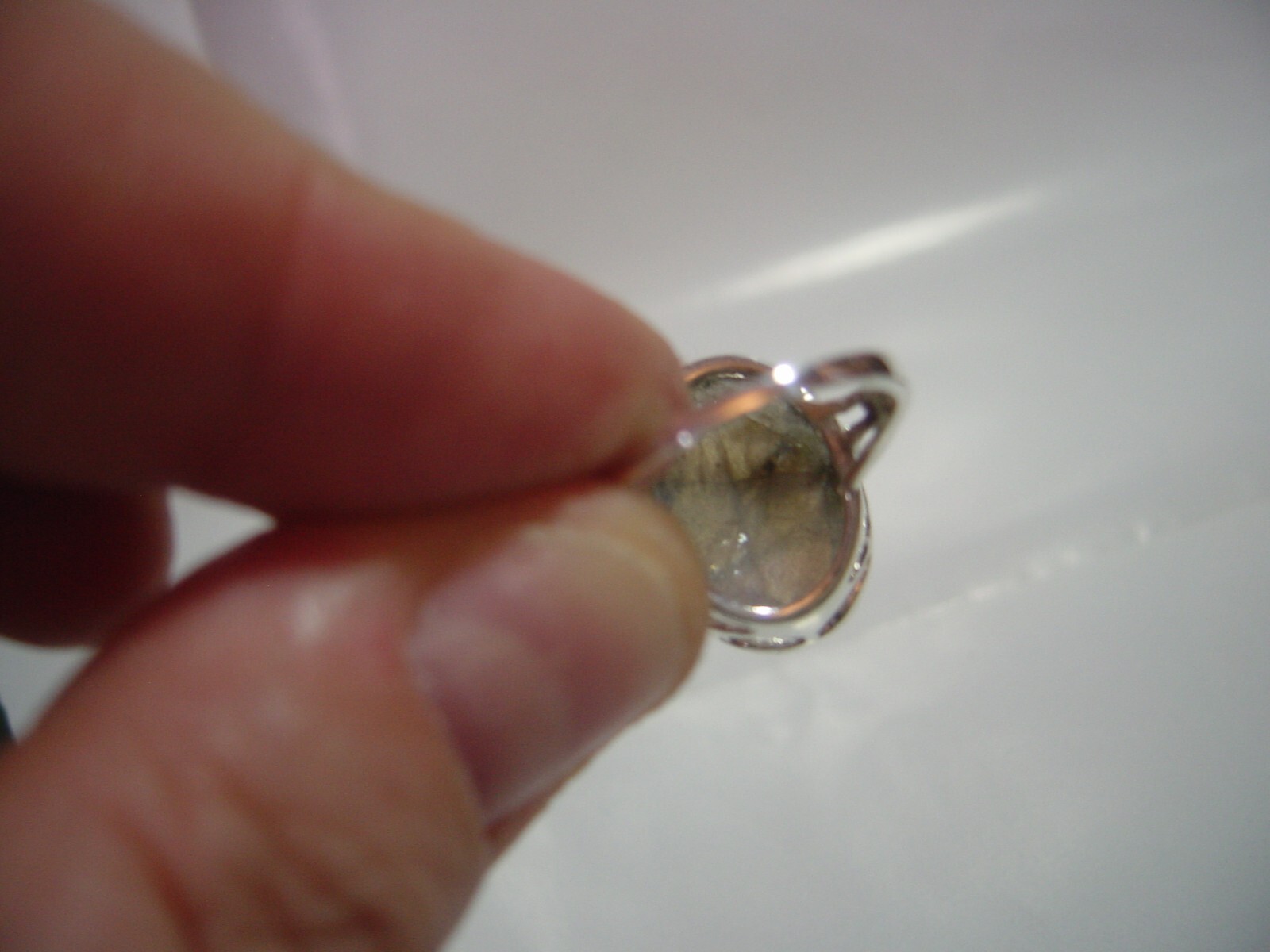 VINTAGE LARGE SOLID SILVER RING-SUPERB RAINBOW LA… - image 5