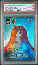 2017 PANINI DONRUSS OPTIC KEVIN DURANT ALL CLEAR FOR TAKE OFF RED /99 PSA 10