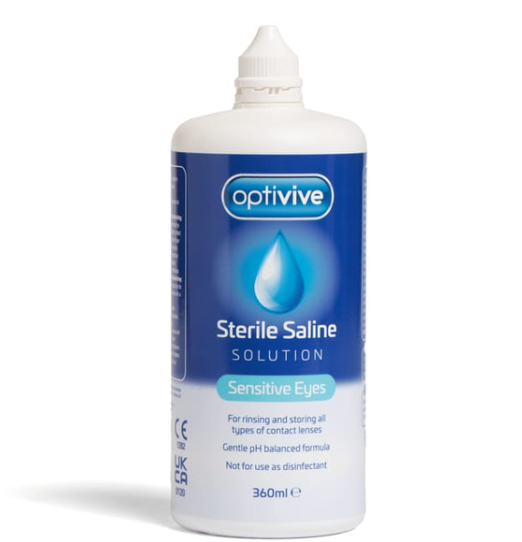 Optivive Sterile Saline Solution Sensitive Eye Rising Storing Contact  Lenses