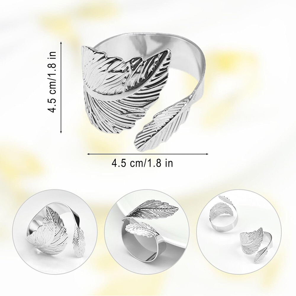 12pcs Silver Leaf Napkin Rings Table Napkin Rings for Table Decorations