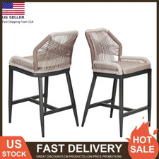 New Counter Height Bar Stools Set of 2 Rattan Bar Stools Home Back Dining Chair