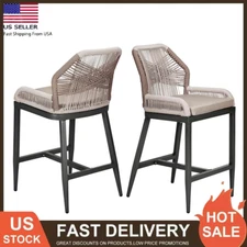 New Counter Height Bar Stools Set of 2 Rattan Bar Stools Home Back Dining Chair