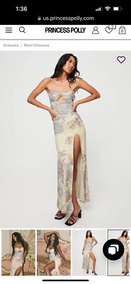 Princess Polly: KYANNE HIGH SPLIT MAXI DRESS CREAM MULTI | eBay