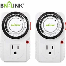 2 Pack 24Hr Plug in Mechanical Grounded Programmable Timer Indoor Heavy Duty