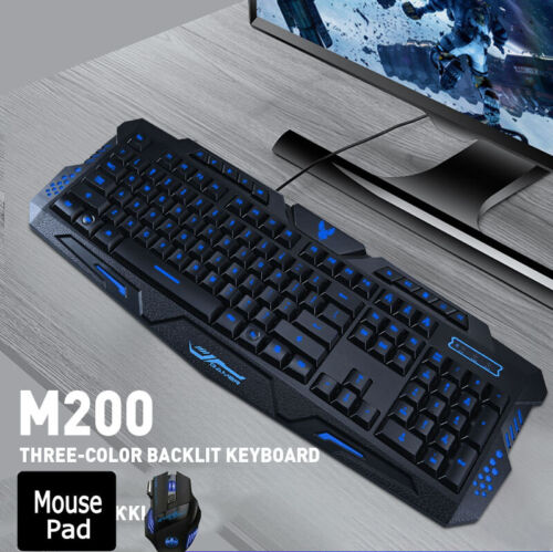 Mechanical Feel Gaming Keyboard Mouse Combo LED Rainbow Backlit Computer Desktop - Picture 2 of 10