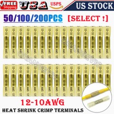 50/200X AWG 12-10 Heat Shrink Butt Splice Wire Connectors Crimp Terminals Yellow