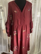 Figueroa Boho Prairie Peasant Cottage Embroidered Floral Women's Dress Sz S