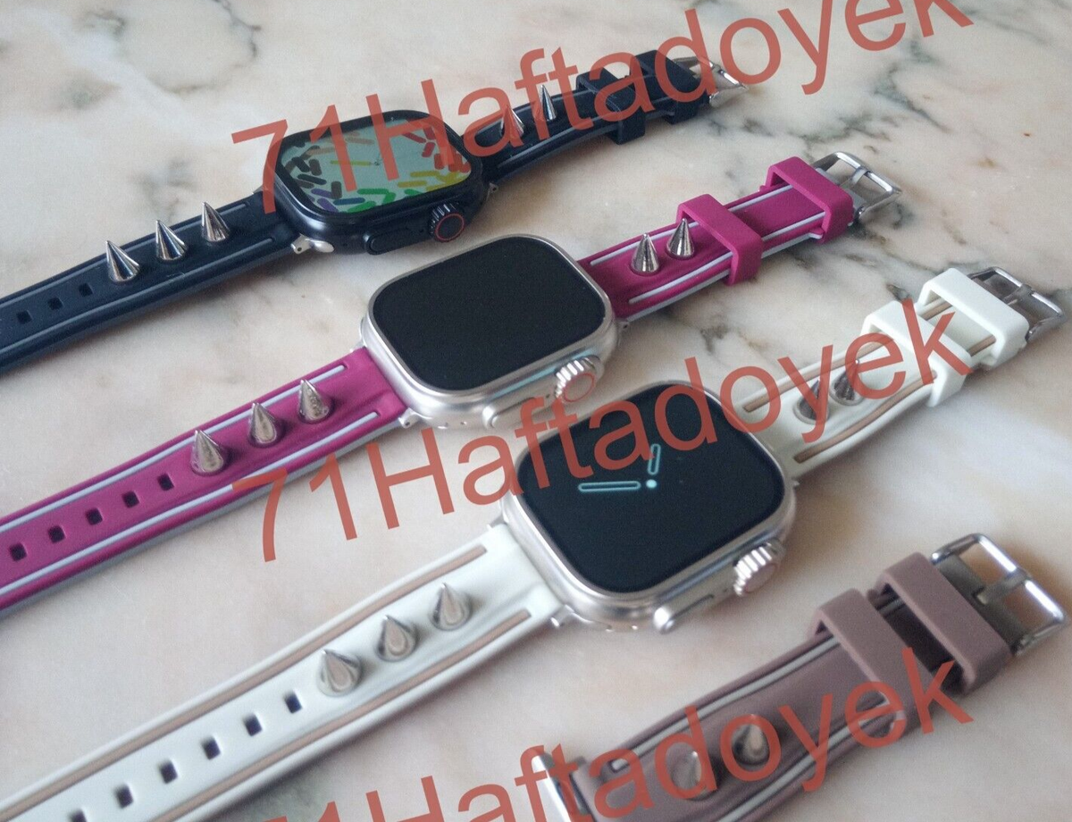 Blue New Spiked Design Punk Style Silicone Rubber Strap All Apple