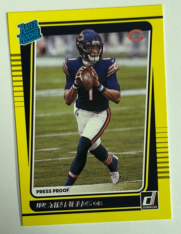 2021 Donruss Rated Rookie Press Proof Yellow Justin Fields #253
