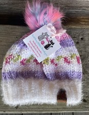 Adult Hand Knitted Pom Pom Beanie Winter Hat