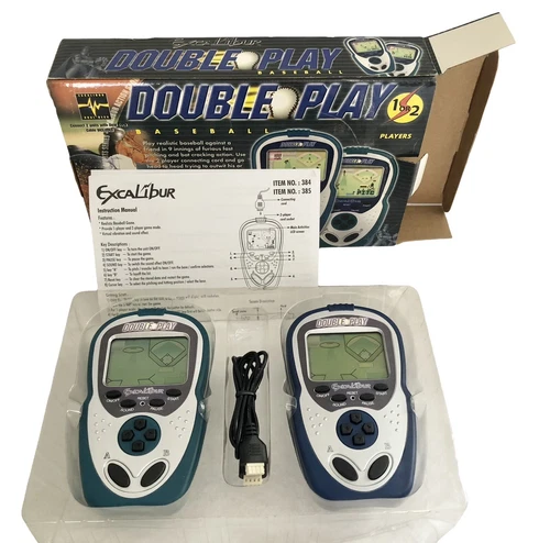Excalibur Double Play Electronic Baseball Handheld Game New Open Box Tested Vtg