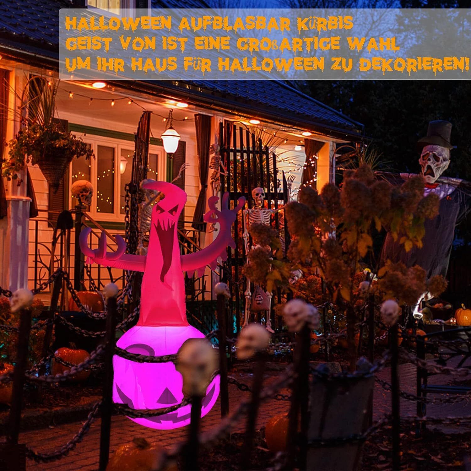 Halloween Aufblasbare Kürbis Geist Fernbedienung LED Leuchtende Outdoor Decor