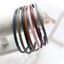 Cute Solid Simple Leather Covered Party Headband Hair Bows Hair Loop Clasp Glitt