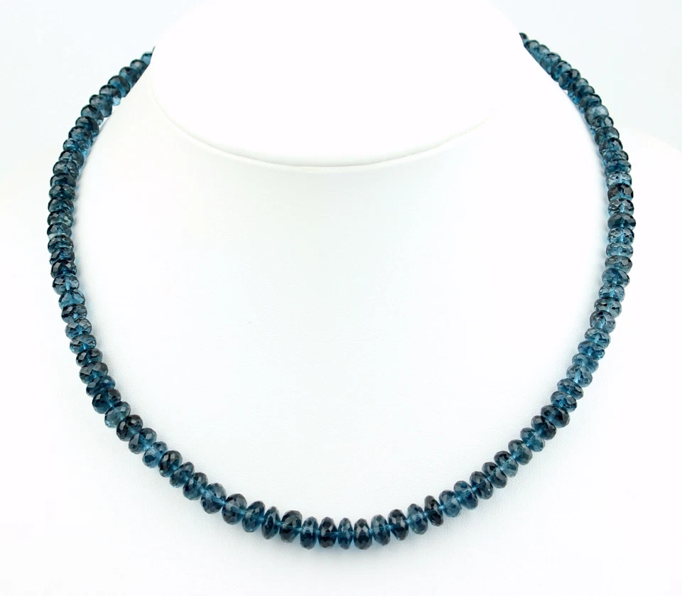 Collana Esclusiva In Topazio Blu Londra 46,5 Cm - Immagine 4 di 4