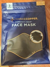 Tommie Copper 2-Pack Adjustable Moisture Wicking Face Masks Covering Black - NEW