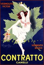 Vermouth Bianco 1925 Contratto Canelli Italian Vintage Poster Print Cappiello