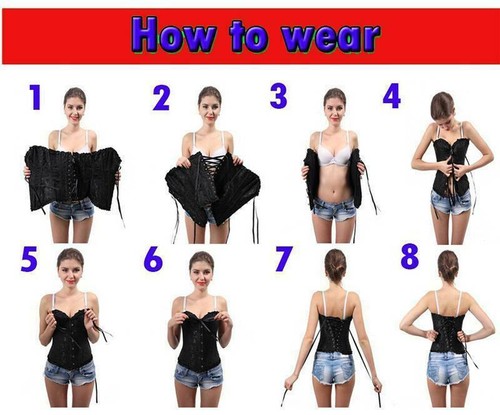 Sexy Satin Overbust Corset Women Lace Up Bustier Lingerie Top Costume Size 6-24 - Picture 5 of 20
