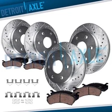 8pc Front Rear Drilled Slotted Disc Rotors Brake Pads for 2017-2023 Nissan Titan