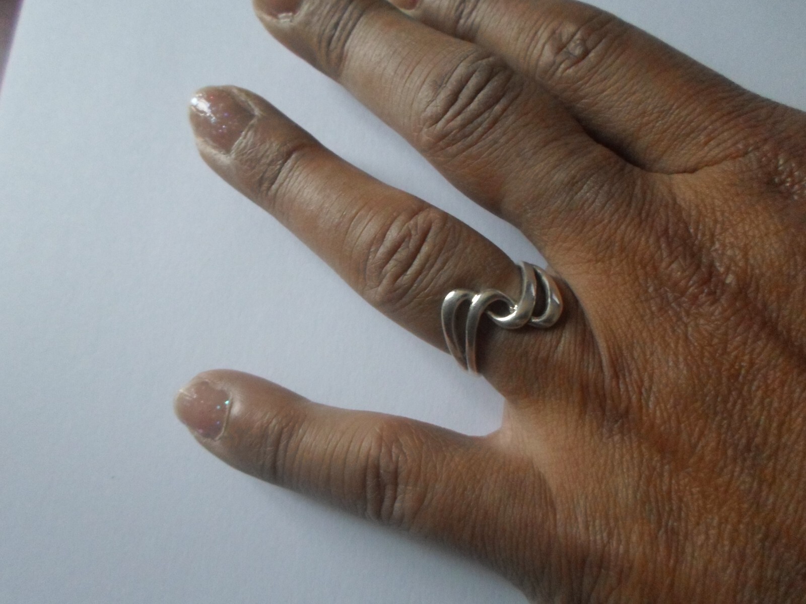solid silver ring, intertwined openwork waves, si… - image 3