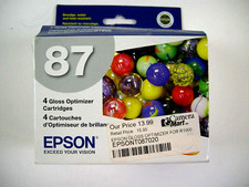 Genuine Epson 87 Gloss Optimizer Cartridges box of 4 for Epson Stylus R1900
