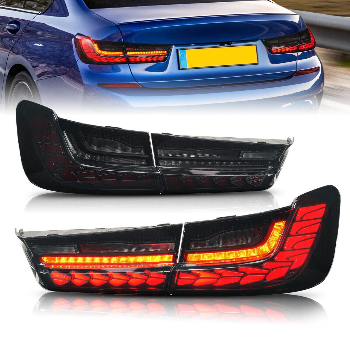 BMW G20 クリアLEDシーケンシャルテールライト GTS Tail Lights For 2019-2024 BMW 330 340 G20 G80 M3 3-Series LED