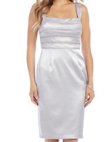 * NWT $248 adrianna papell silver Beaded 2 pc set Dress Bolo Jacket Sz 10 Bx123 - Imagen 6 de 9
