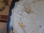 Vintage Oval Doily Embroidered Butterflies and Flowers Crochet Edge 24 1/2 x 21" — photo 3