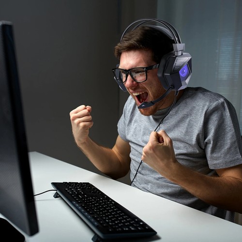 3.5mm RGB LED Gaming Headset Stereo Heavy Bass with Mic for PS4 PS5 Xbox One - Picture 14 of 20