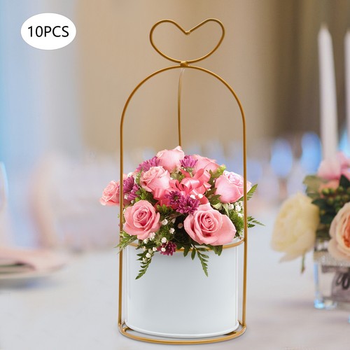 10 Stck. Moderne Metall Geometrische Gold Vasen Hochzeit Party Blumenständer Garten Deko