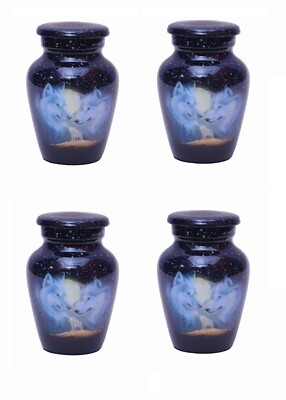 Cremation Keepsake Urns set of 4 Classic 3 Wolves Family Urns for Human Ashes