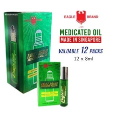 Eagle Brand Medicated Oil Roll On PACK 12 x 0.27oz/8 ml Bottle Dau Xanh Con O