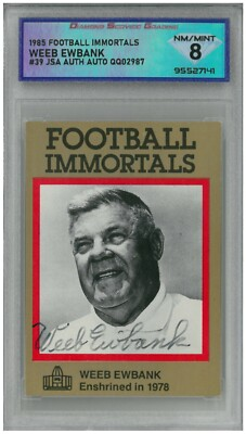 #ad #ad 1985 Football Immortals WEEB EWBANK #39 JSA Authentic Auto 💎 DSG 8 NM Mint $38.00